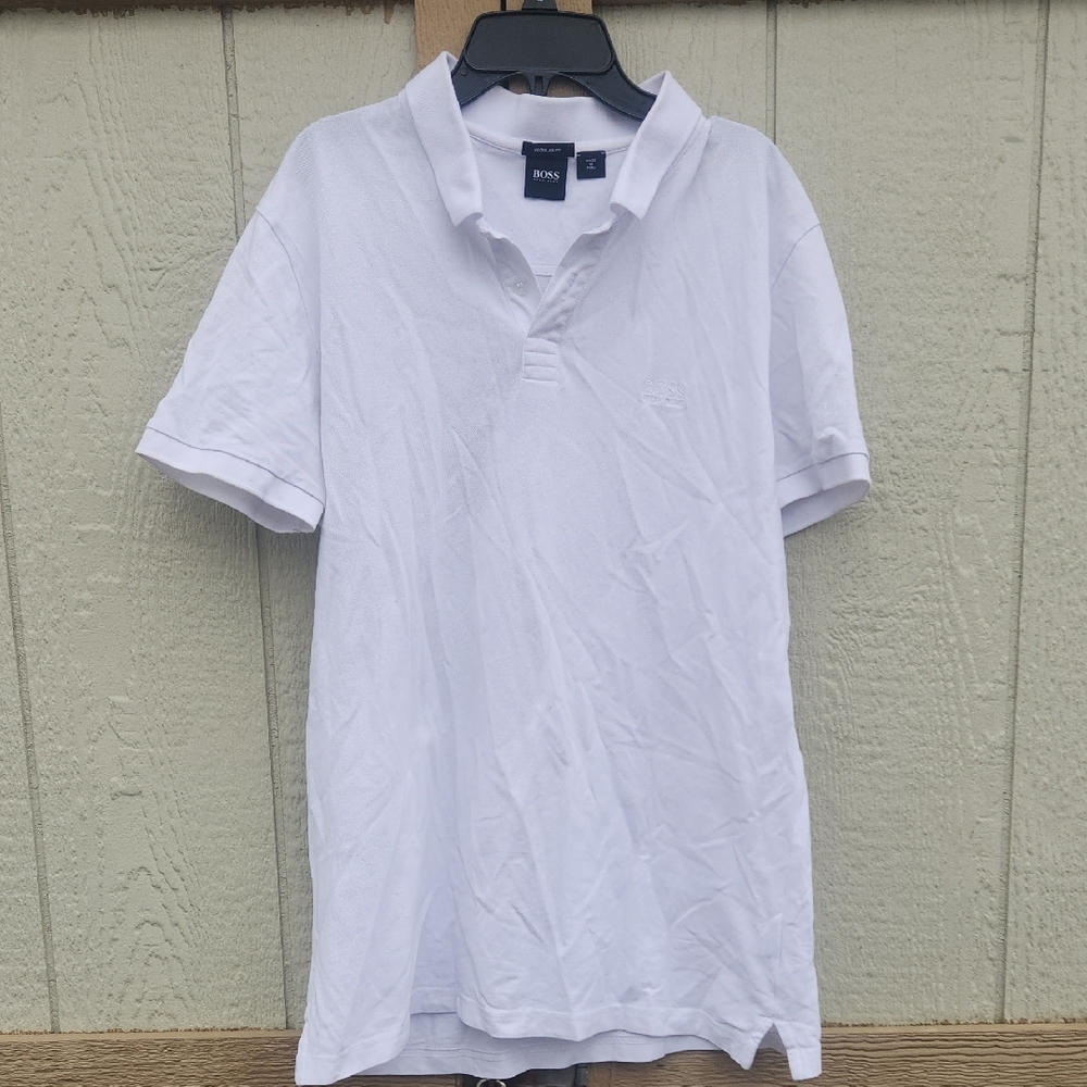 Hugo Boss Prep White Crisp Polo Short Sleeve Corpcore Golf Luxury Cotton Large